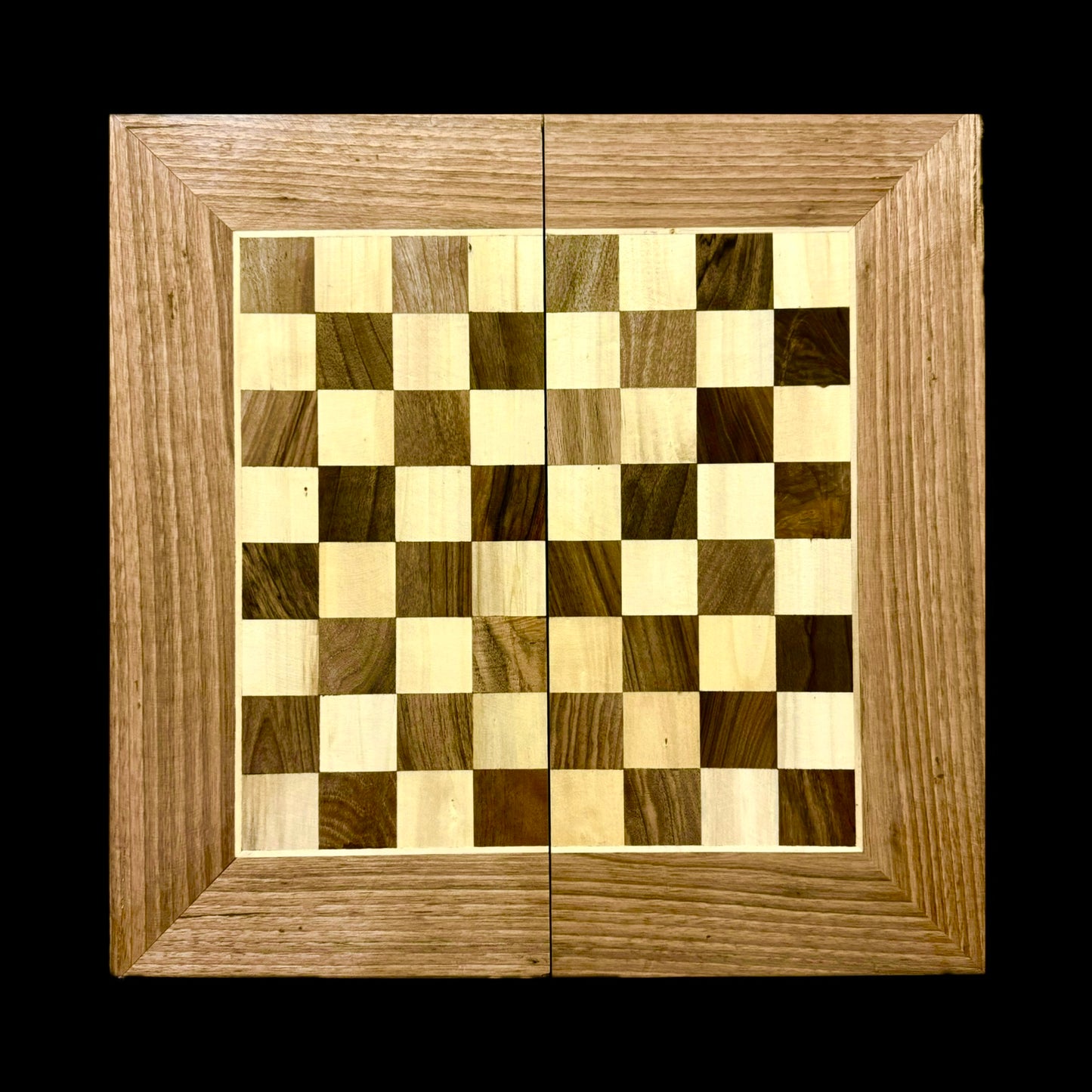 Handmade Walnut Wood Backgammon, Chess & Checkers
