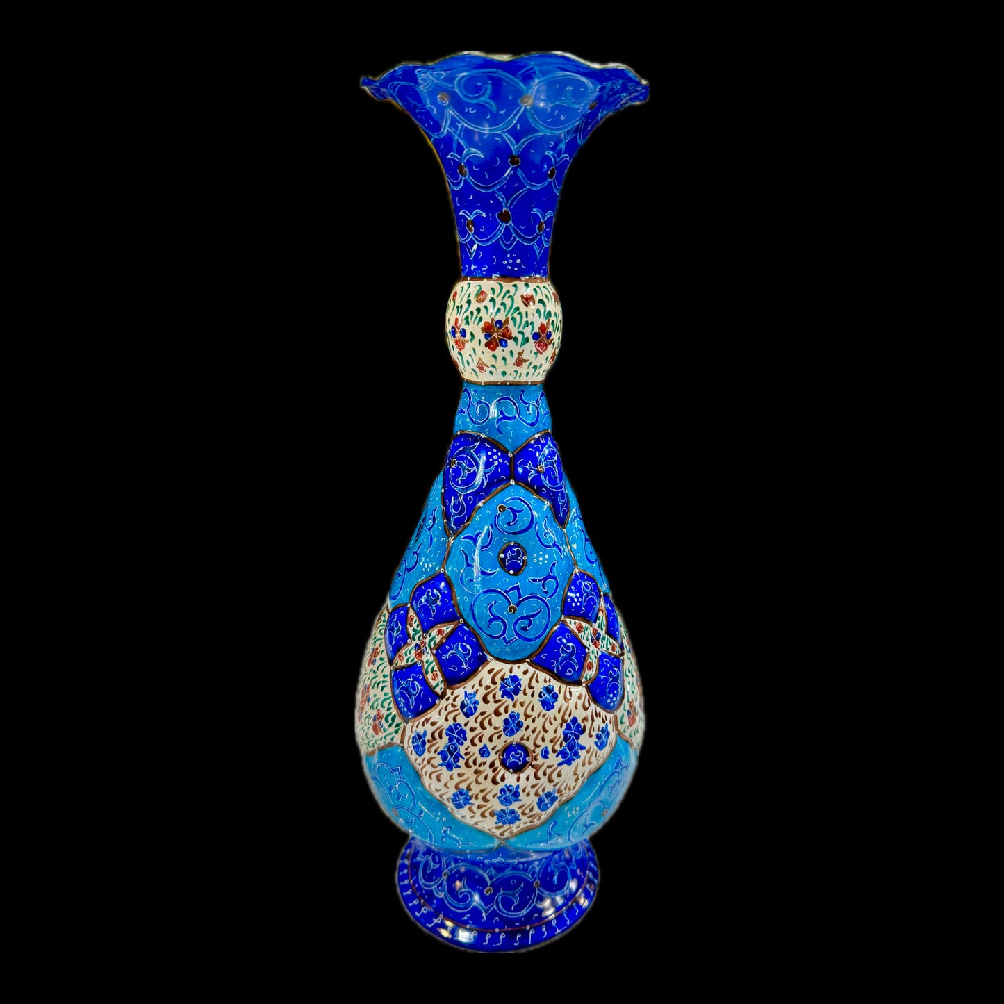 Hand Painted Enamel on Copper Mina kari Vases