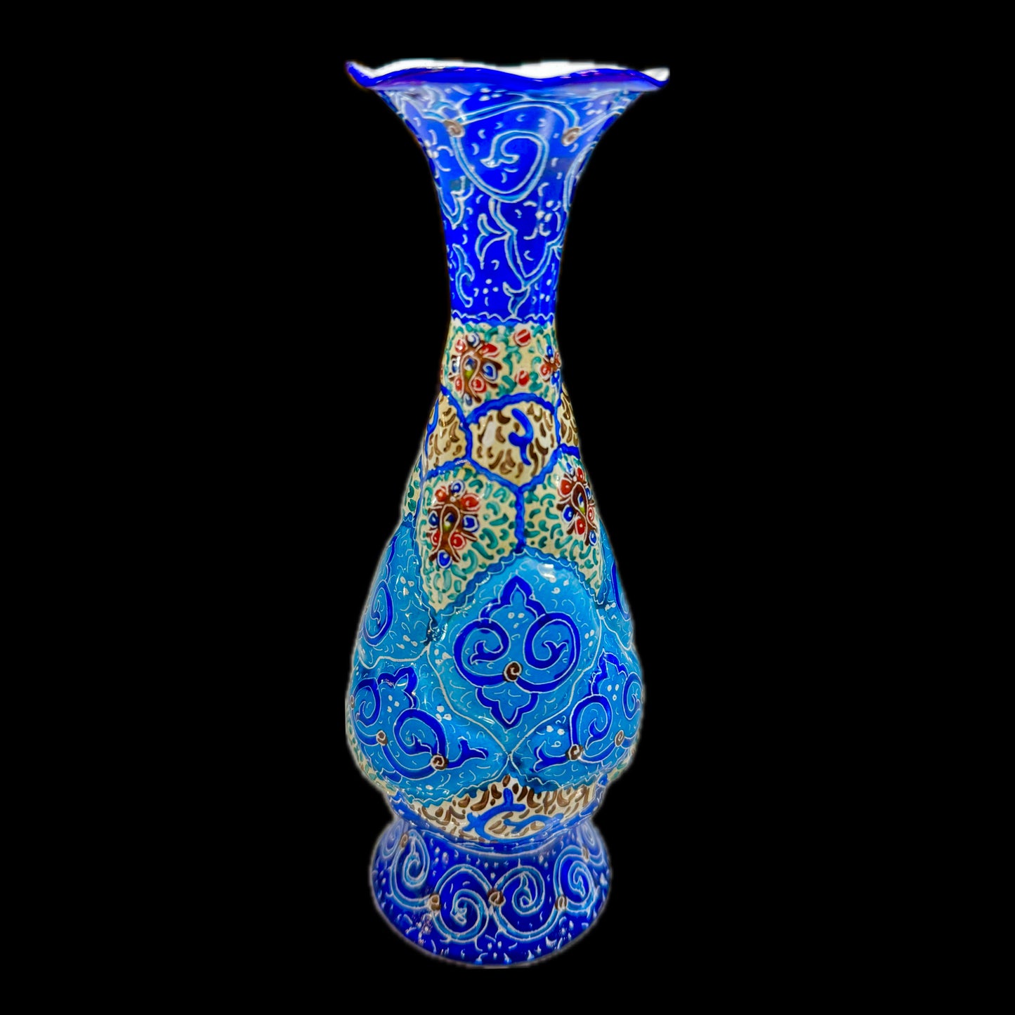Hand Painted Enamel on Copper Mina kari Vases