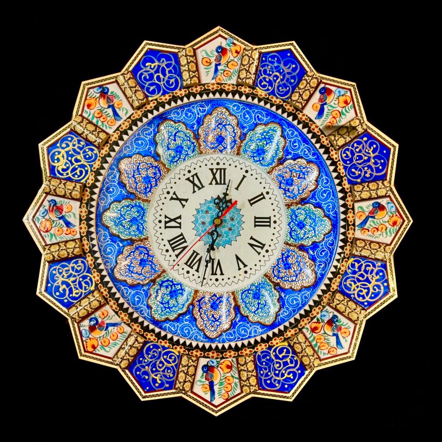 Handmade Inlaid & Enamel Khatam Kari and Mina Kari clocks Wall Hanging Wall Art