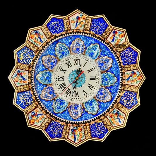 Handmade Inlaid & Enamel Khatam Kari and Mina Kari clocks Wall Hanging Wall Art