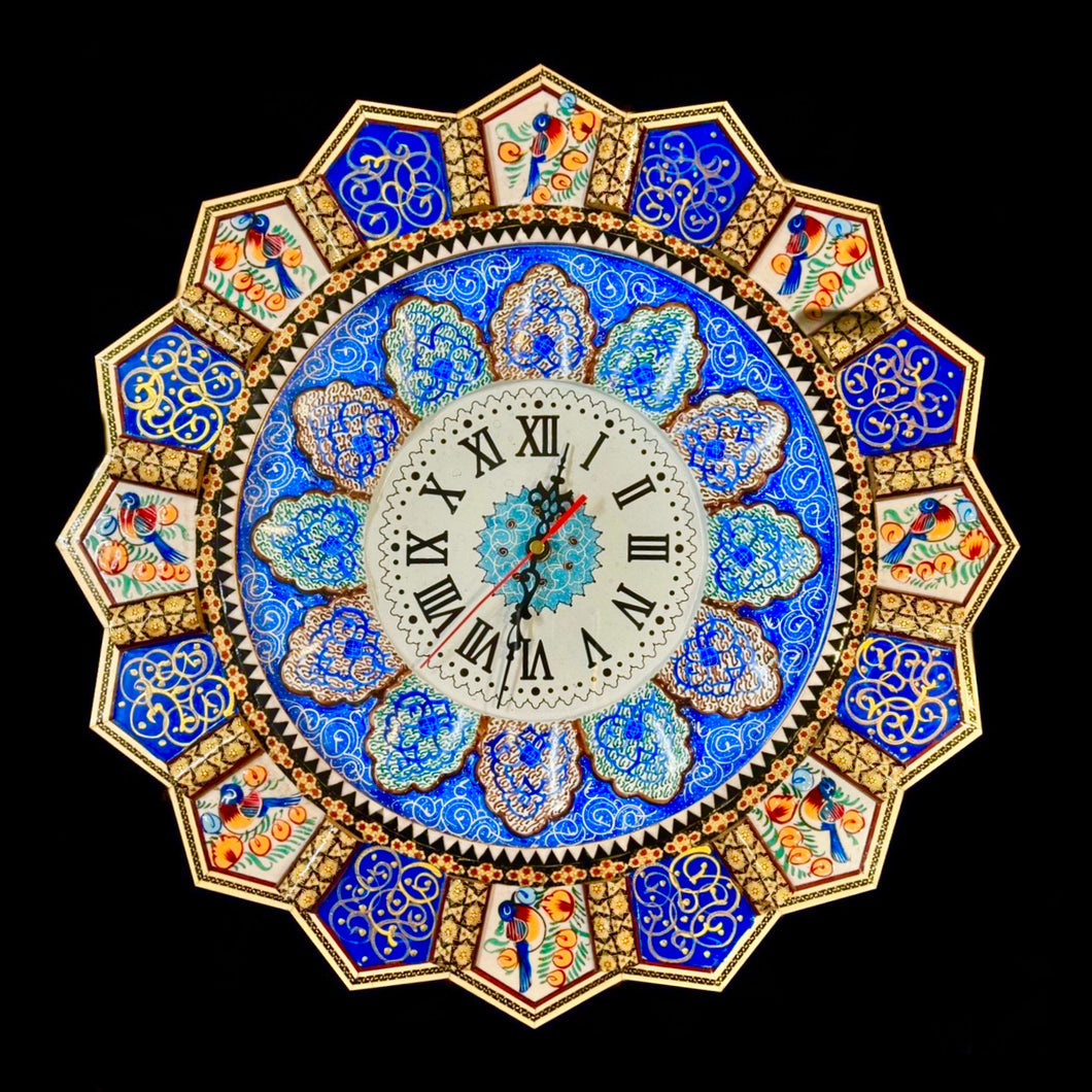 Handmade Inlaid & Enamel Khatam Kari and Mina Kari clocks Wall Hanging Wall Art