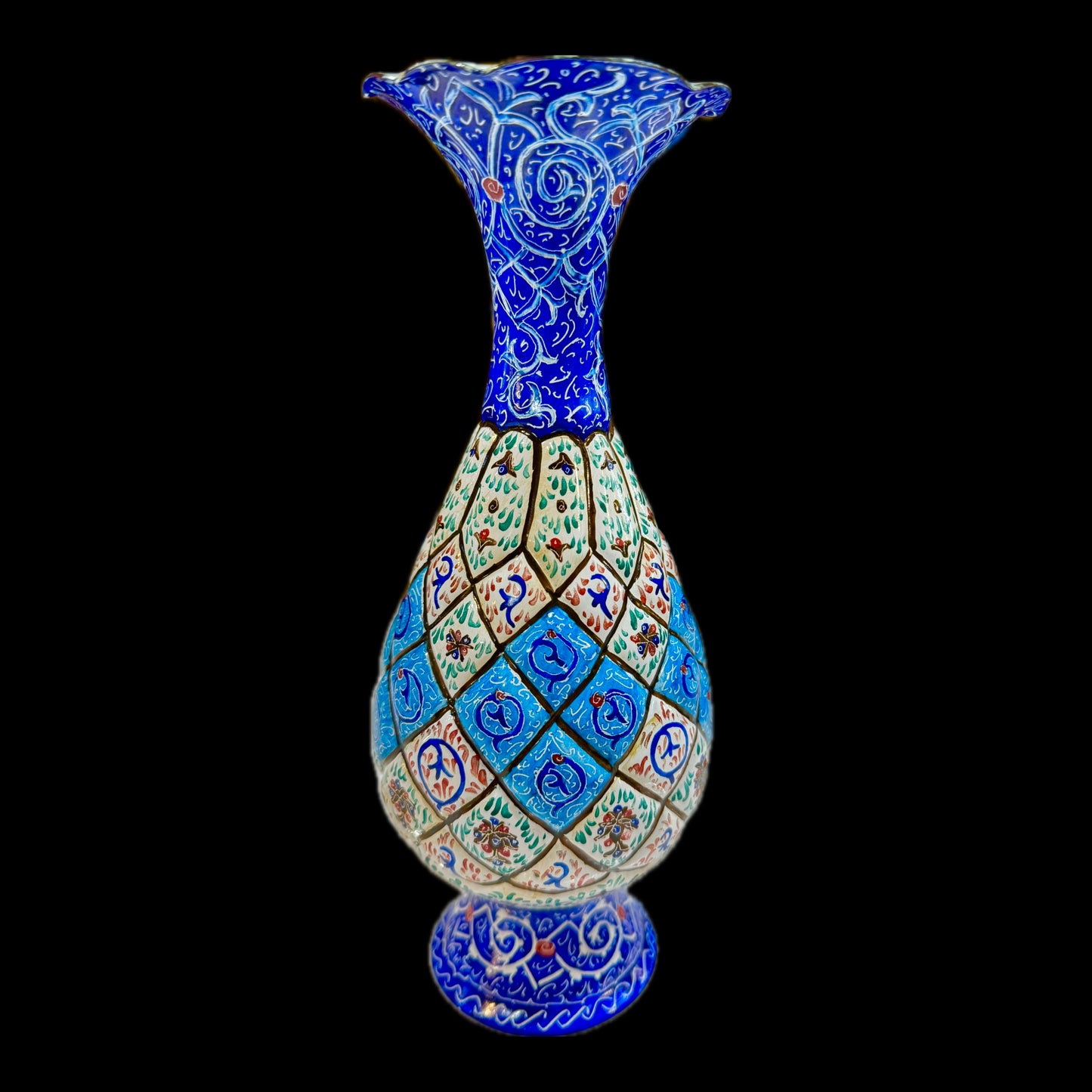 Hand Painted Enamel on Copper Mina kari Vases