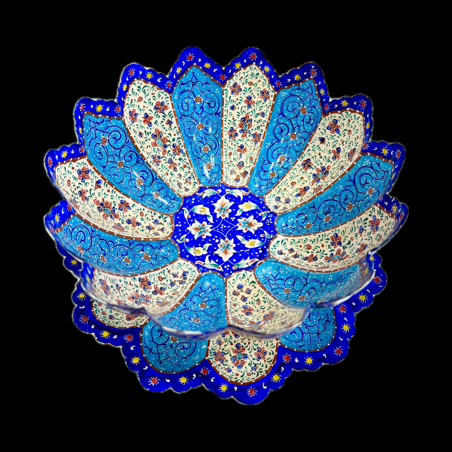 Hand Painted Enamel On Copper Mina Kari Candy Bowl
