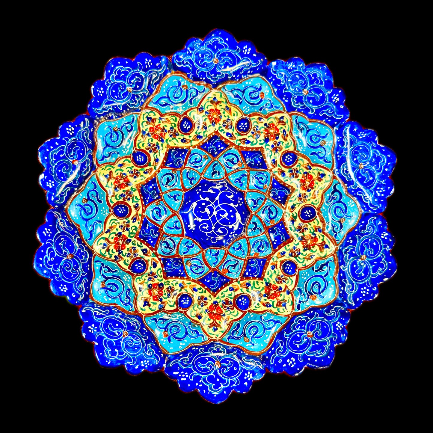 Hand Painted Enamel on Copper Mina kari Plates Wall Hanging Wall Art