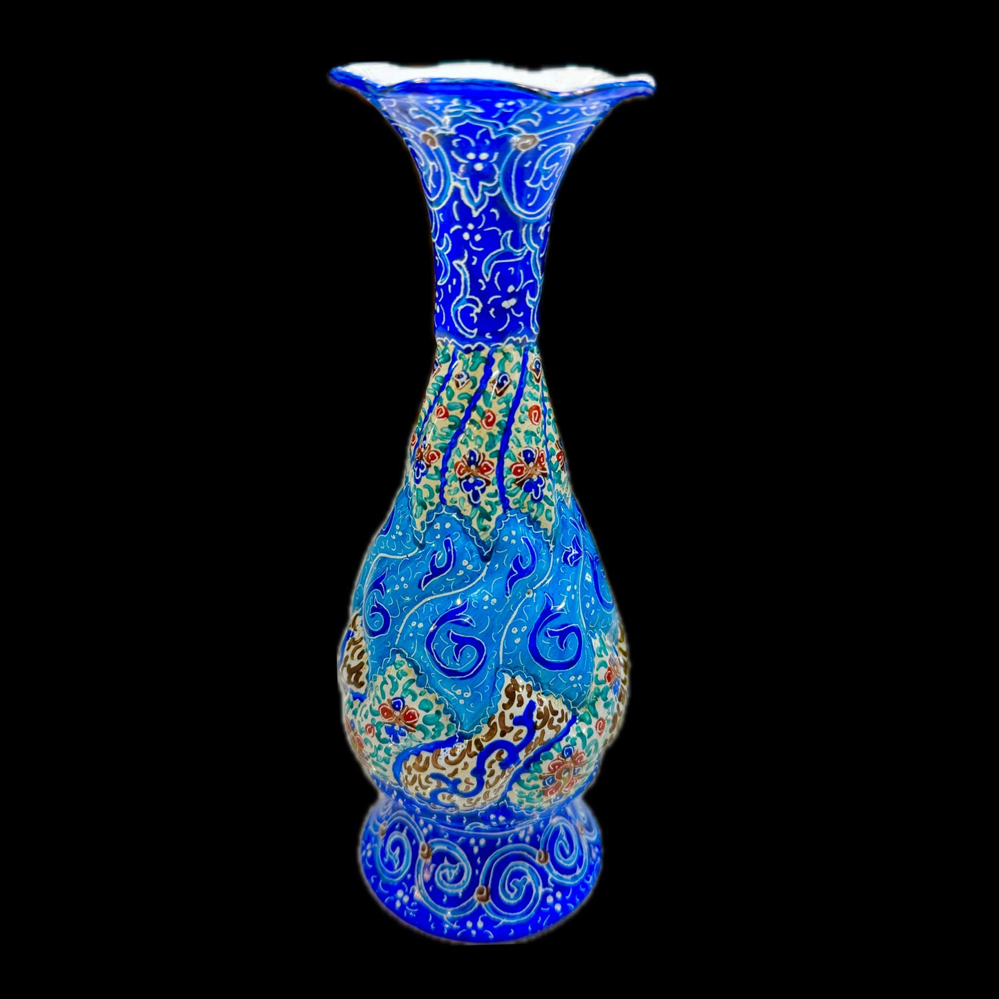 Hand Painted Enamel on Copper Mina kari Vases
