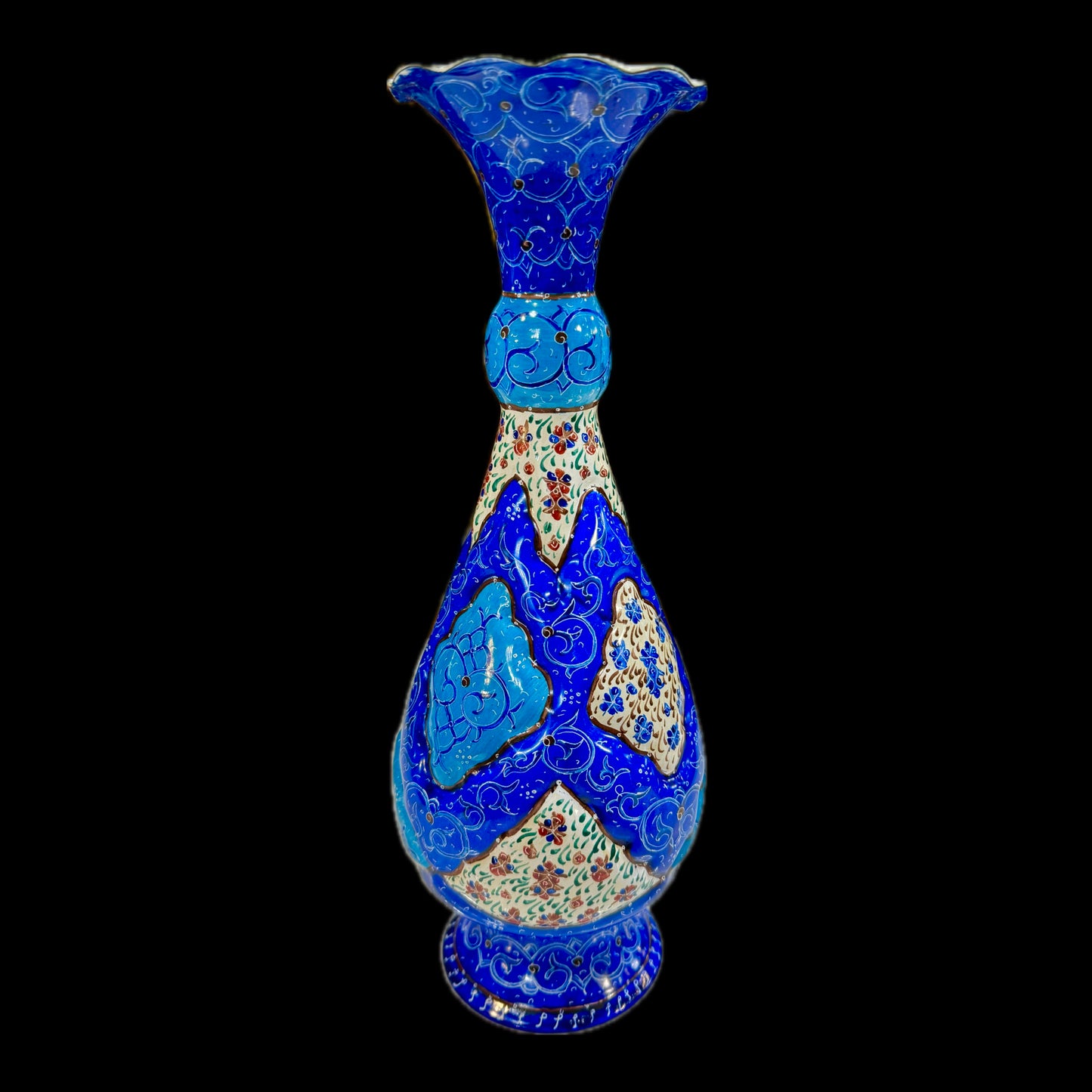 Hand Painted Enamel on Copper Mina kari Vases