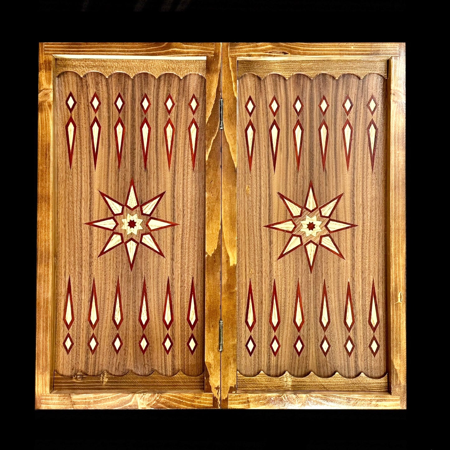 Handmade wooden backgammon,chess & checkers