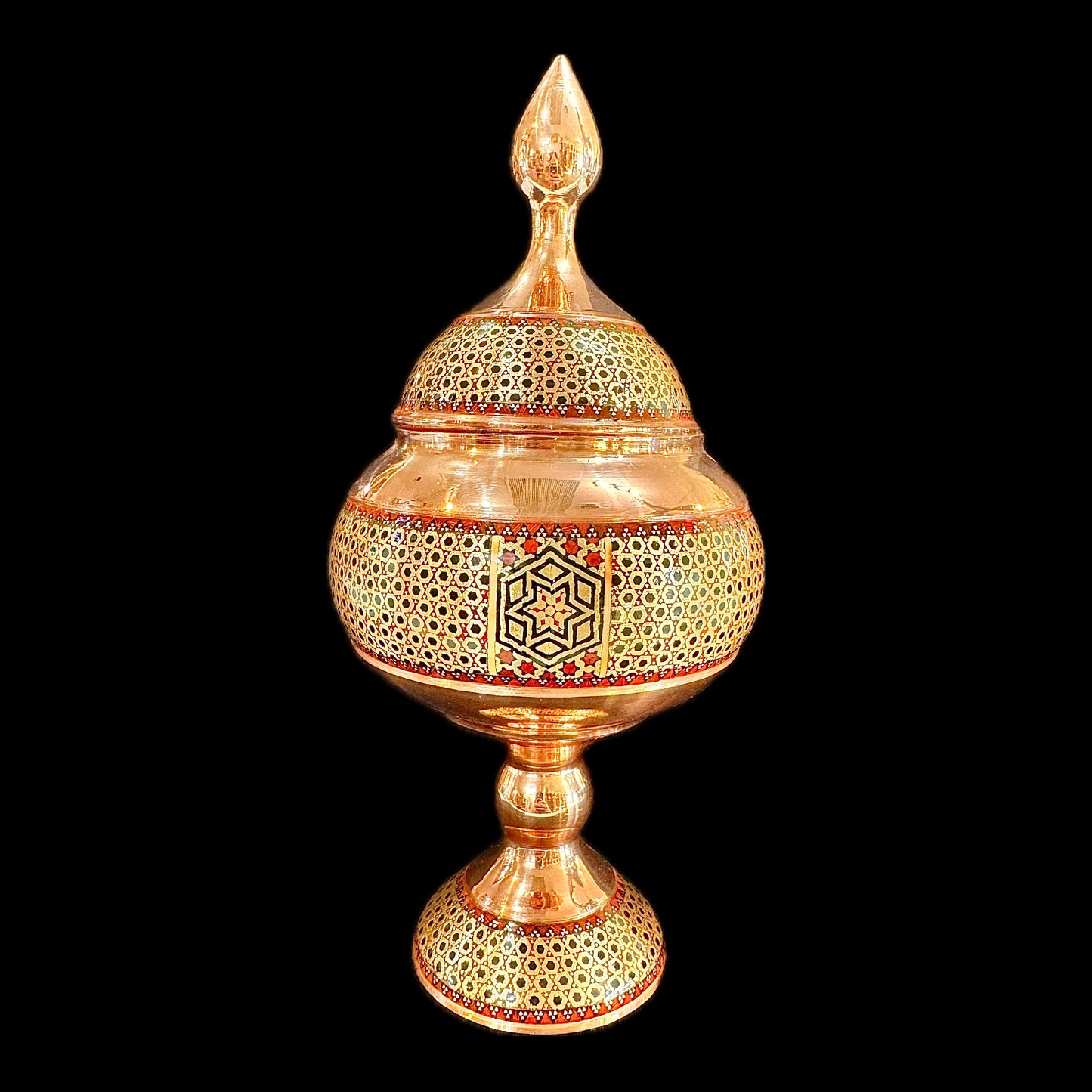 Handmade Inlaid On Copper Khatam Kari Dishes