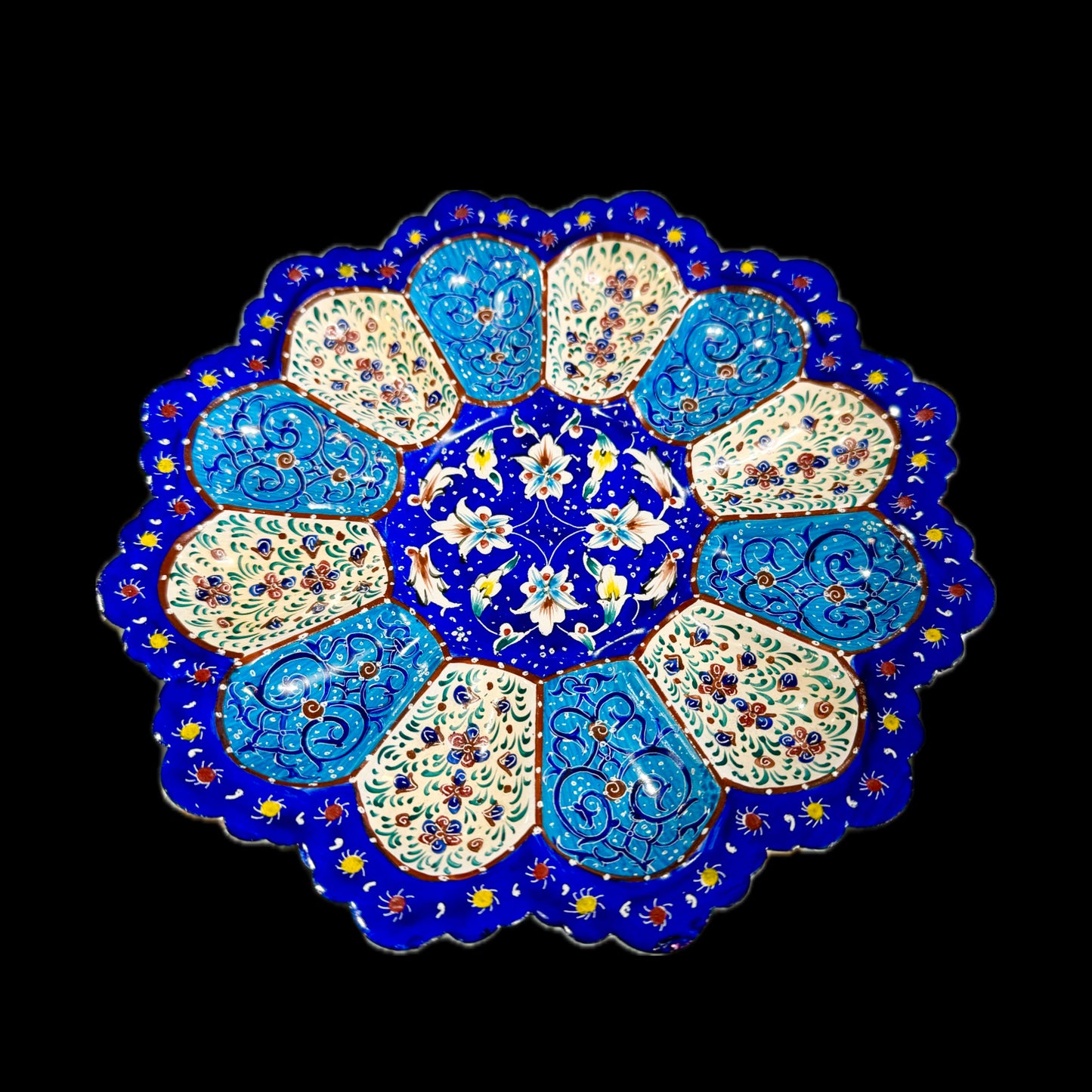 Hand Painted Enamel On Copper Mina Kari Candy Bowl