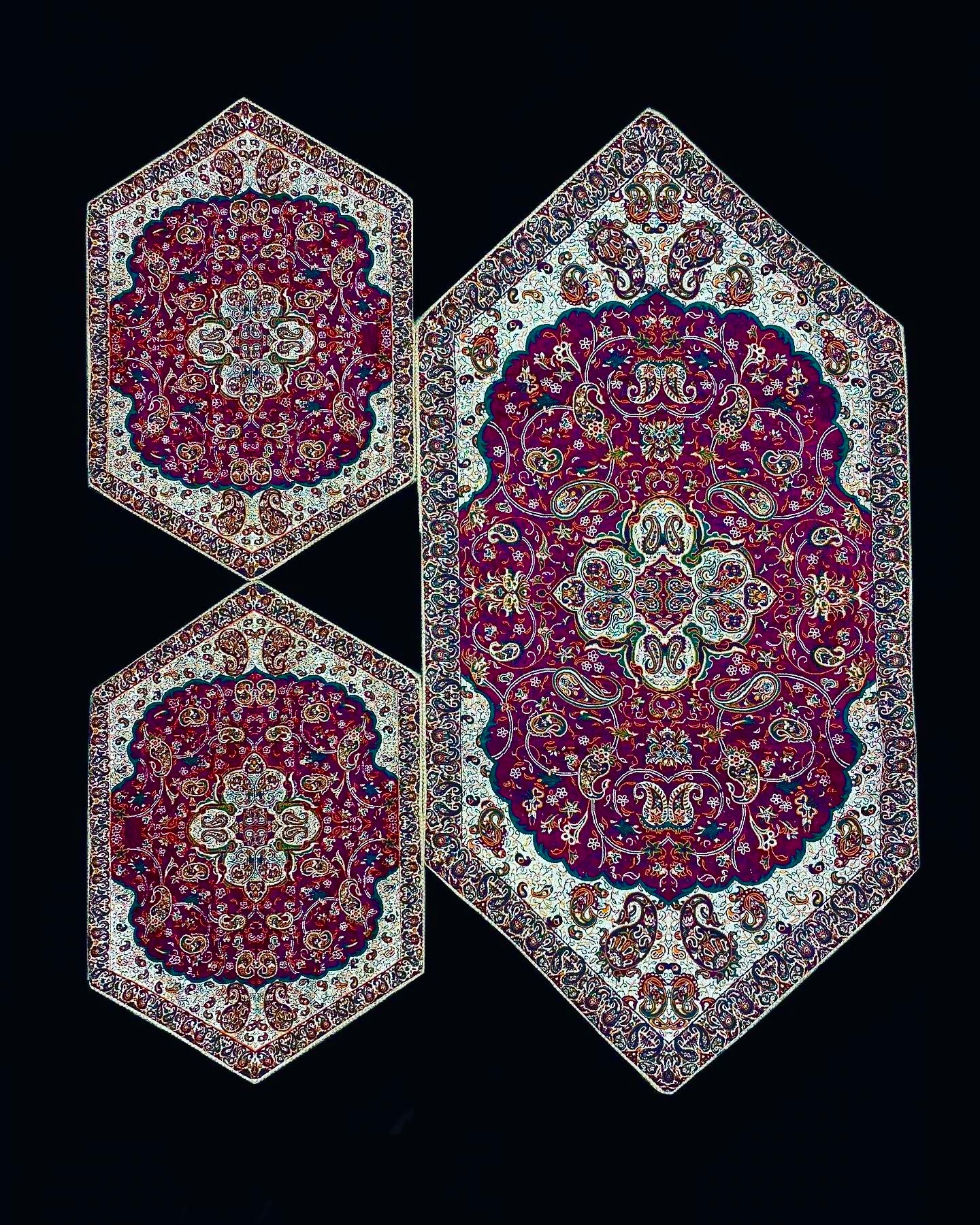 Handmade Termeh 3 Pieces Coffee Table Table Runner & Side Table Tablecloths