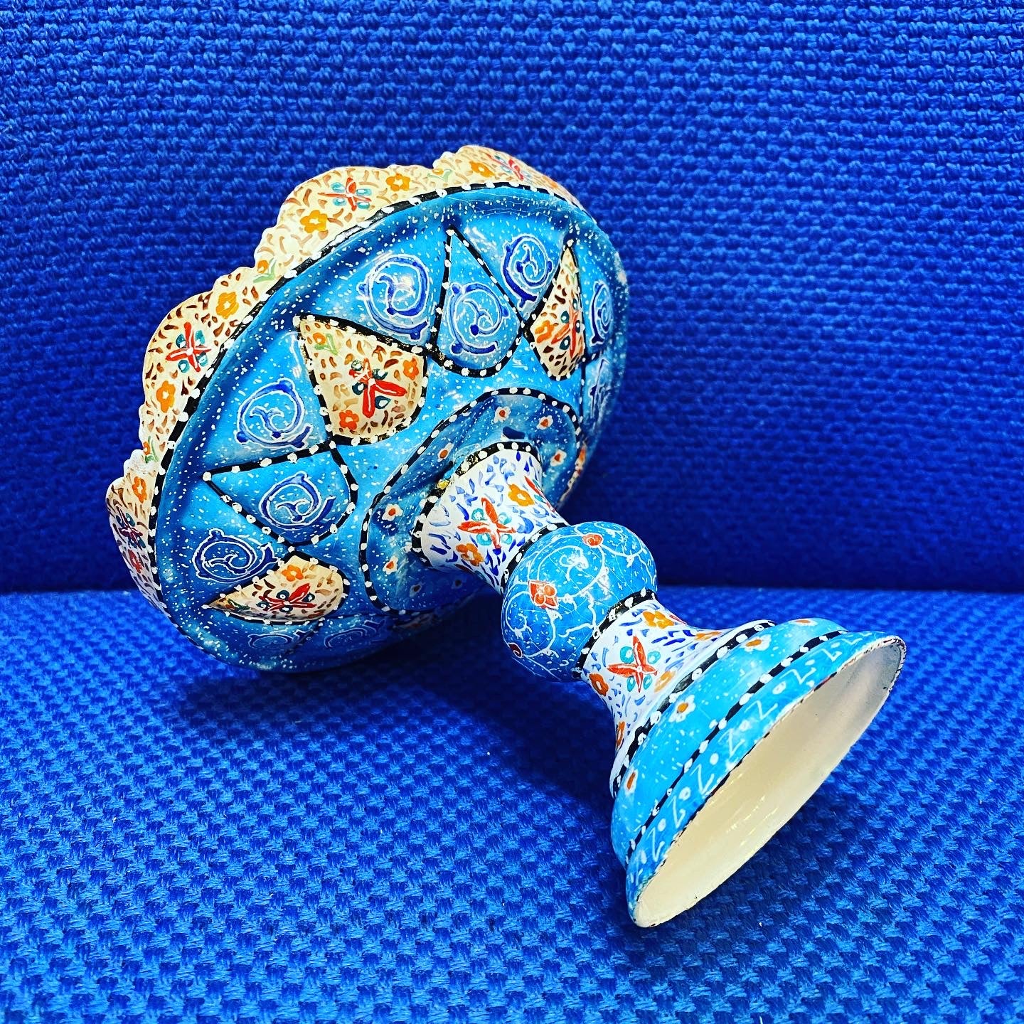 Hand Painted Enamel On Copper Mina Kari Bowl