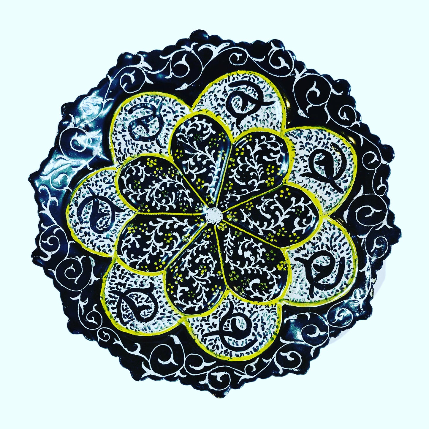 Hand Painted Enamel on Copper Mina kari Plates Wall Hanging Wall Art