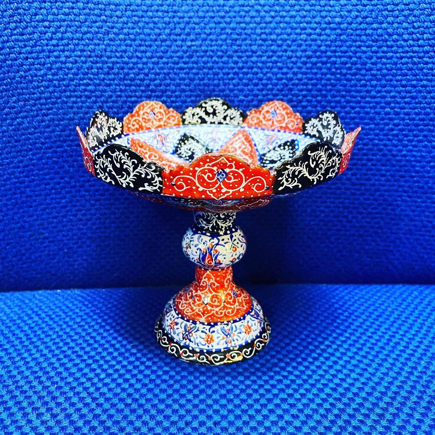 Hand Painted Enamel On Copper Mina Kari Bowl
