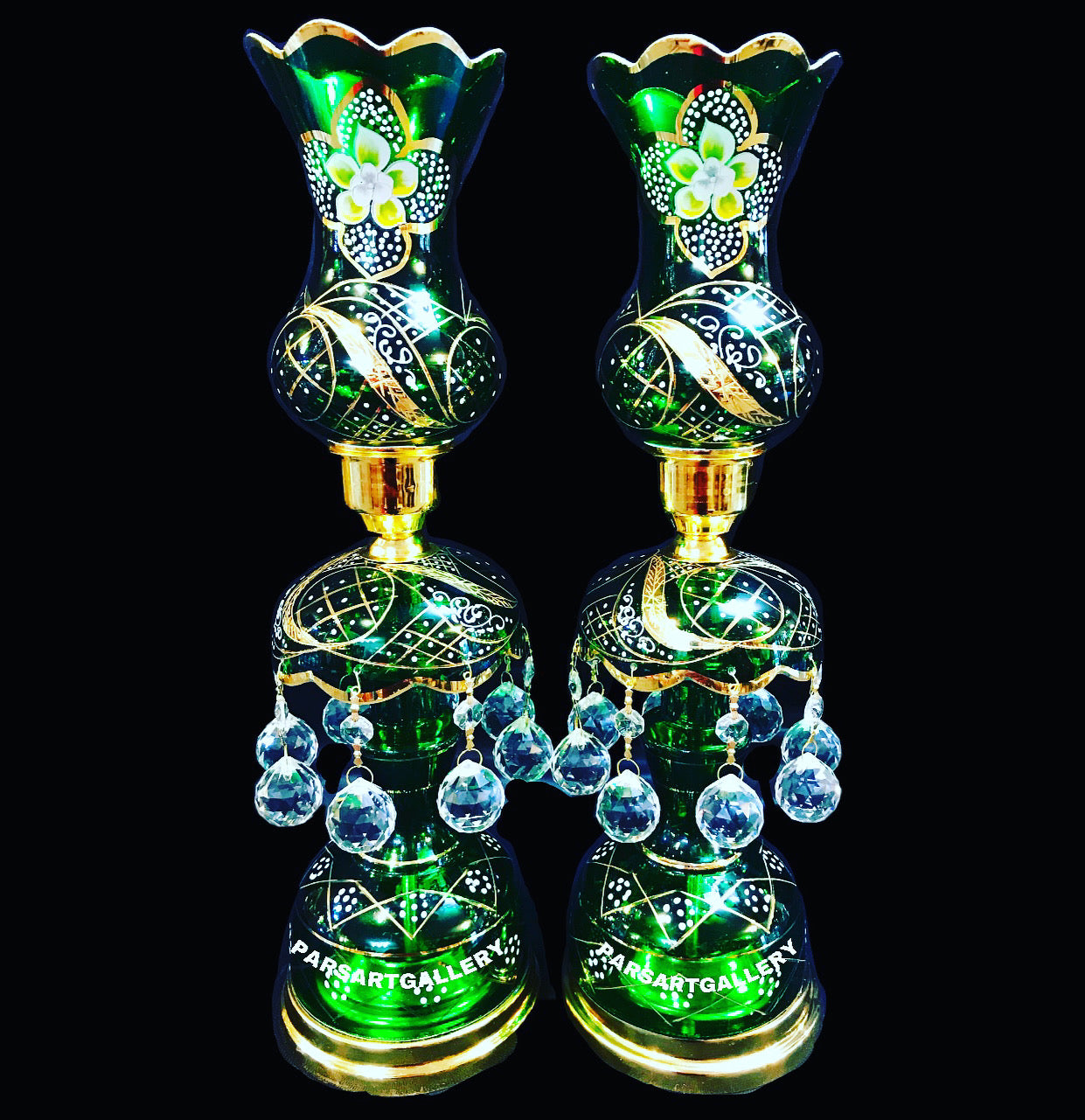 Hand Painted & Gold Plated Laleh Candle Holders Or Lights