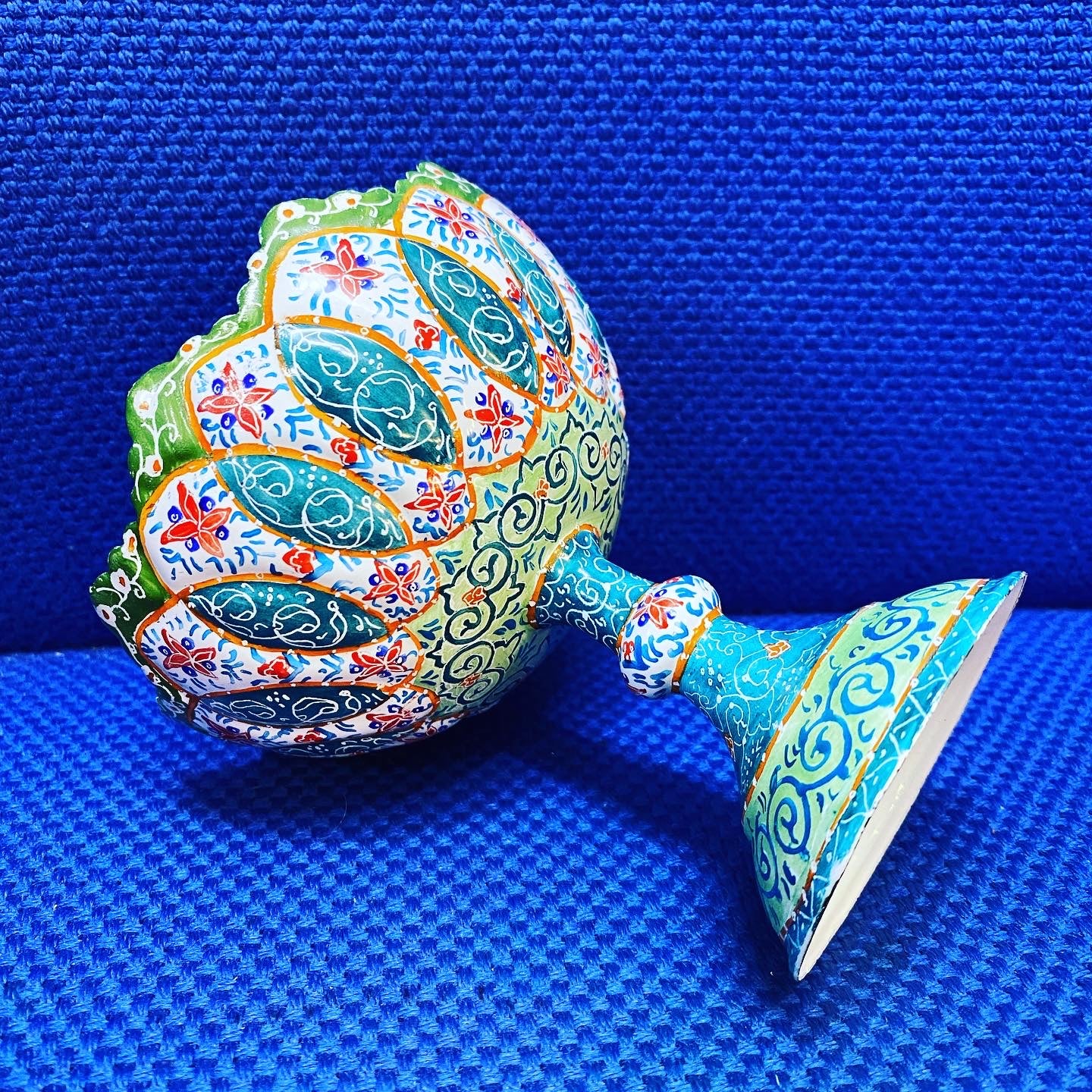 Hand Painted Enamel On Copper Mina Kari Bowl