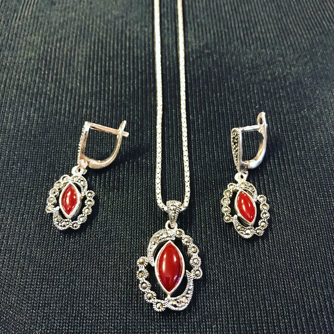 925 Sterling Silver Brown Agate sets
