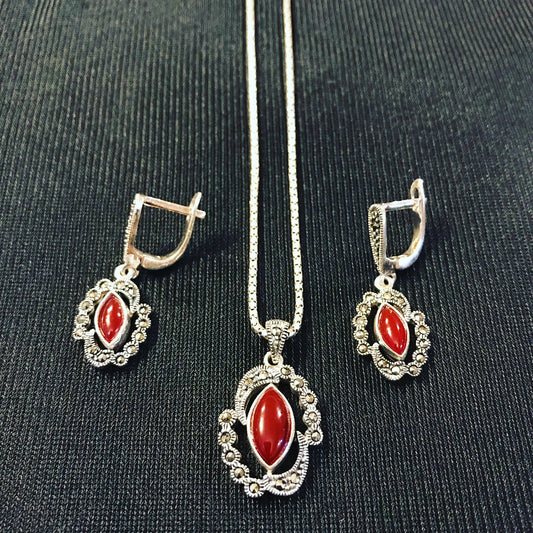 925 Sterling Silver Brown Agate sets