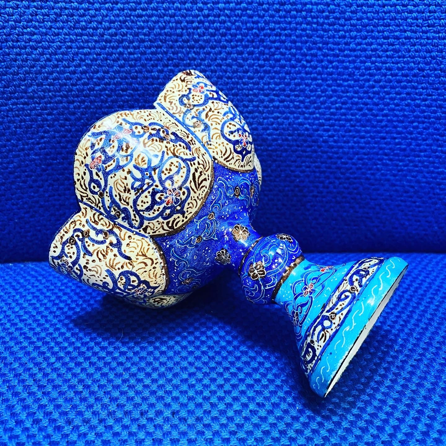 Hand Painted Enamel On Copper Mina Kari Bowl
