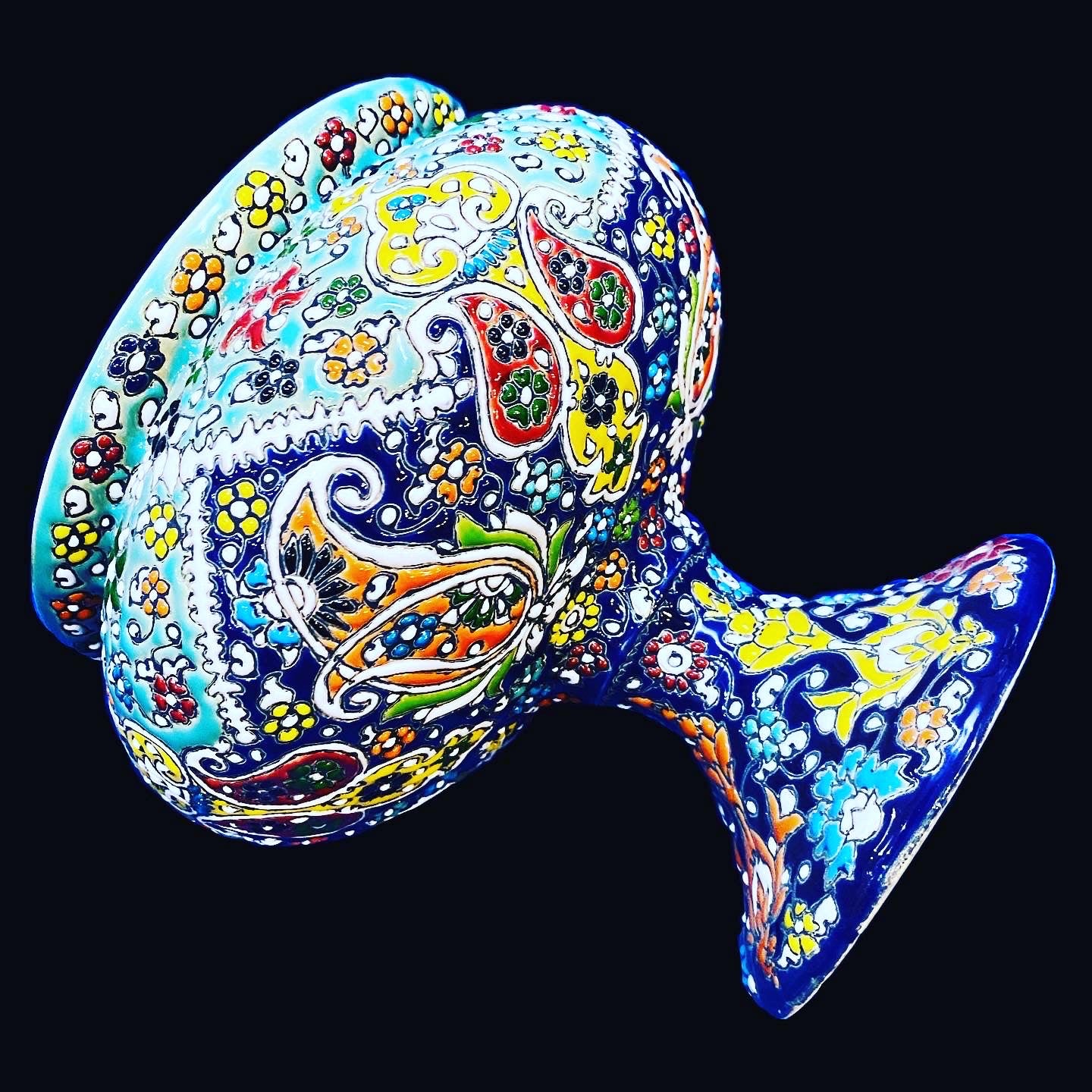 Hand Painted Enamel On Clay Mina Kari Candy Bowl