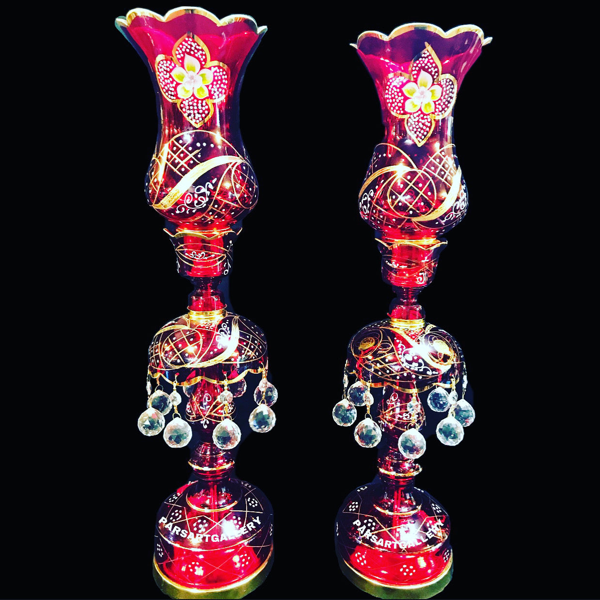 Hand Painted & Gold Plated Laleh Candle Holders Or Lights