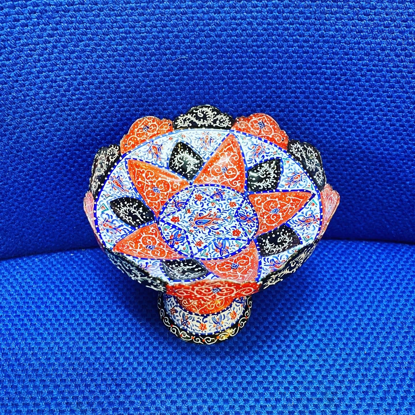 Hand Painted Enamel On Copper Mina Kari Bowl