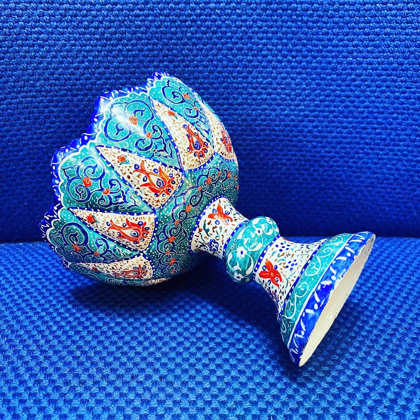 Hand Painted Enamel On Copper Mina Kari Bowl