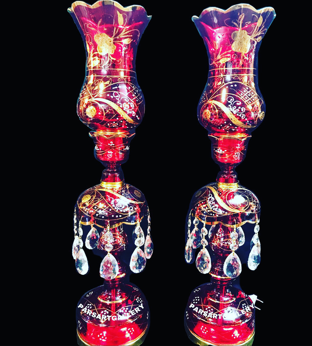 Hand Painted & Gold Plated Laleh Candle Holders Or Lights