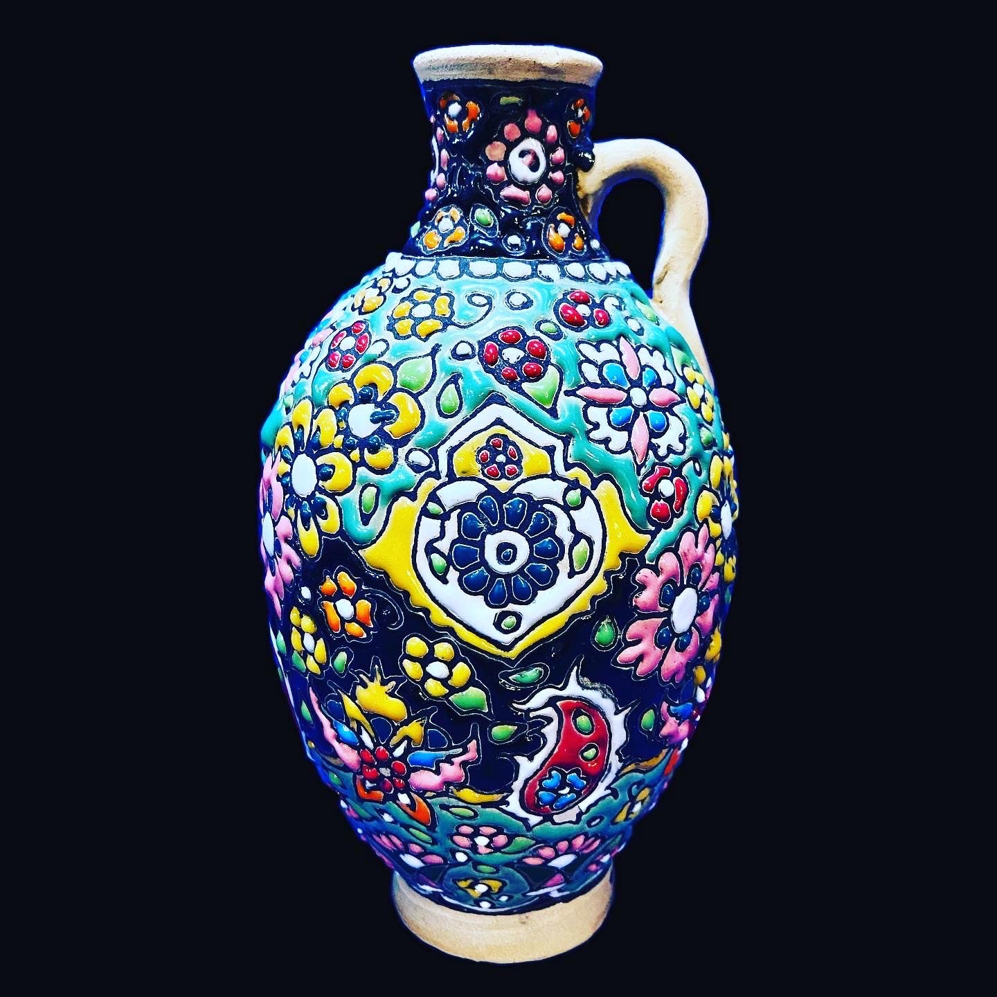 Hand Painted Enamel On Clay Minakari Vases
