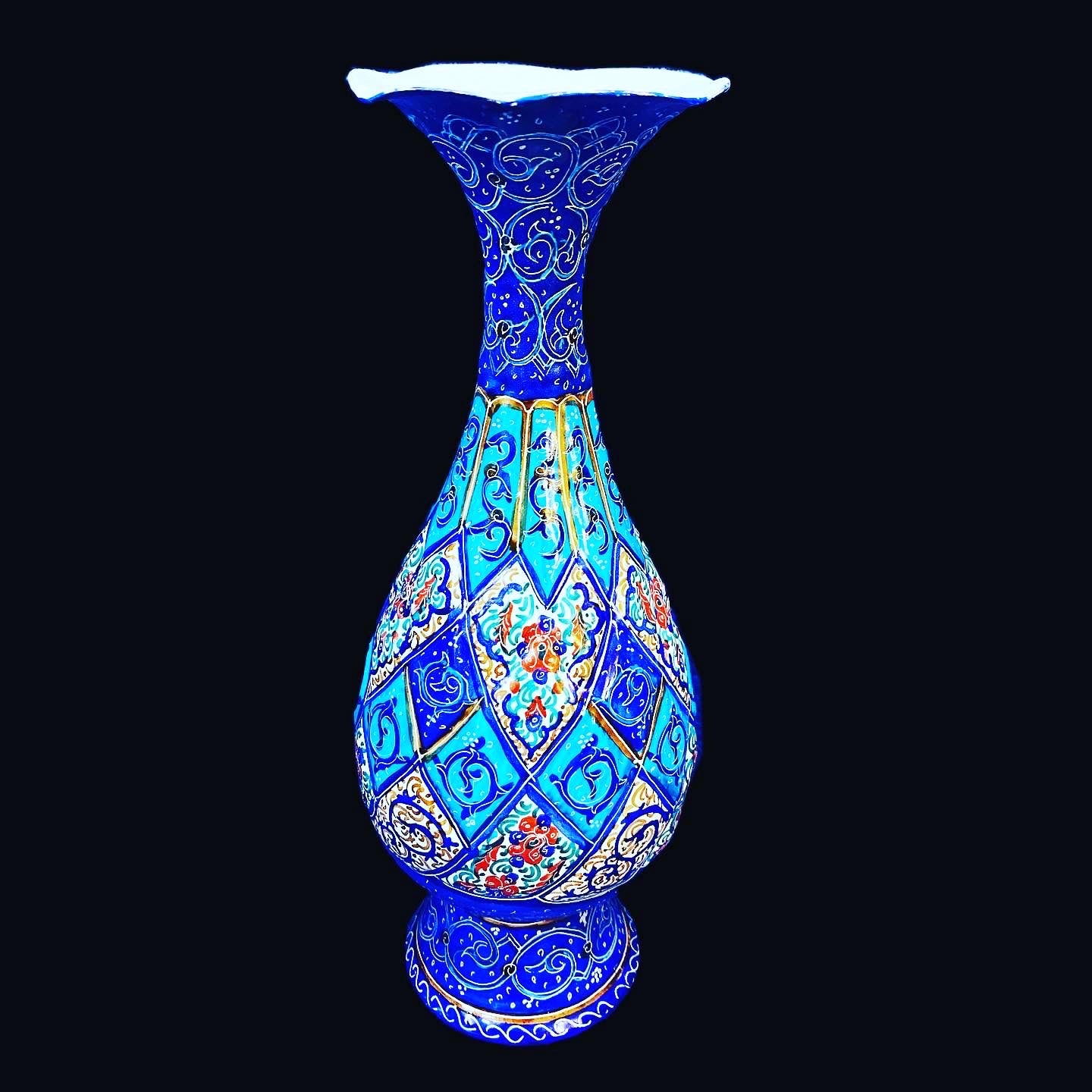 Hand Painted Enamel on Copper Mina kari Vases