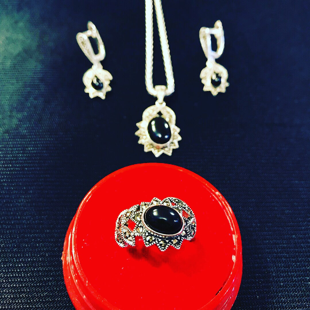 925 Sterling Silver Black Agate/Onyx sets