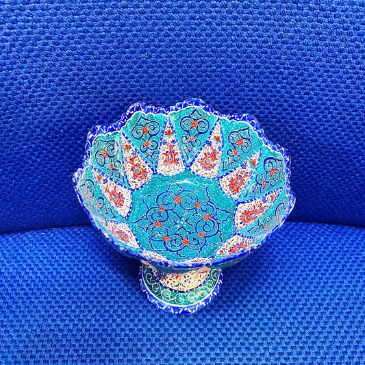 Hand Painted Enamel On Copper Mina Kari Bowl