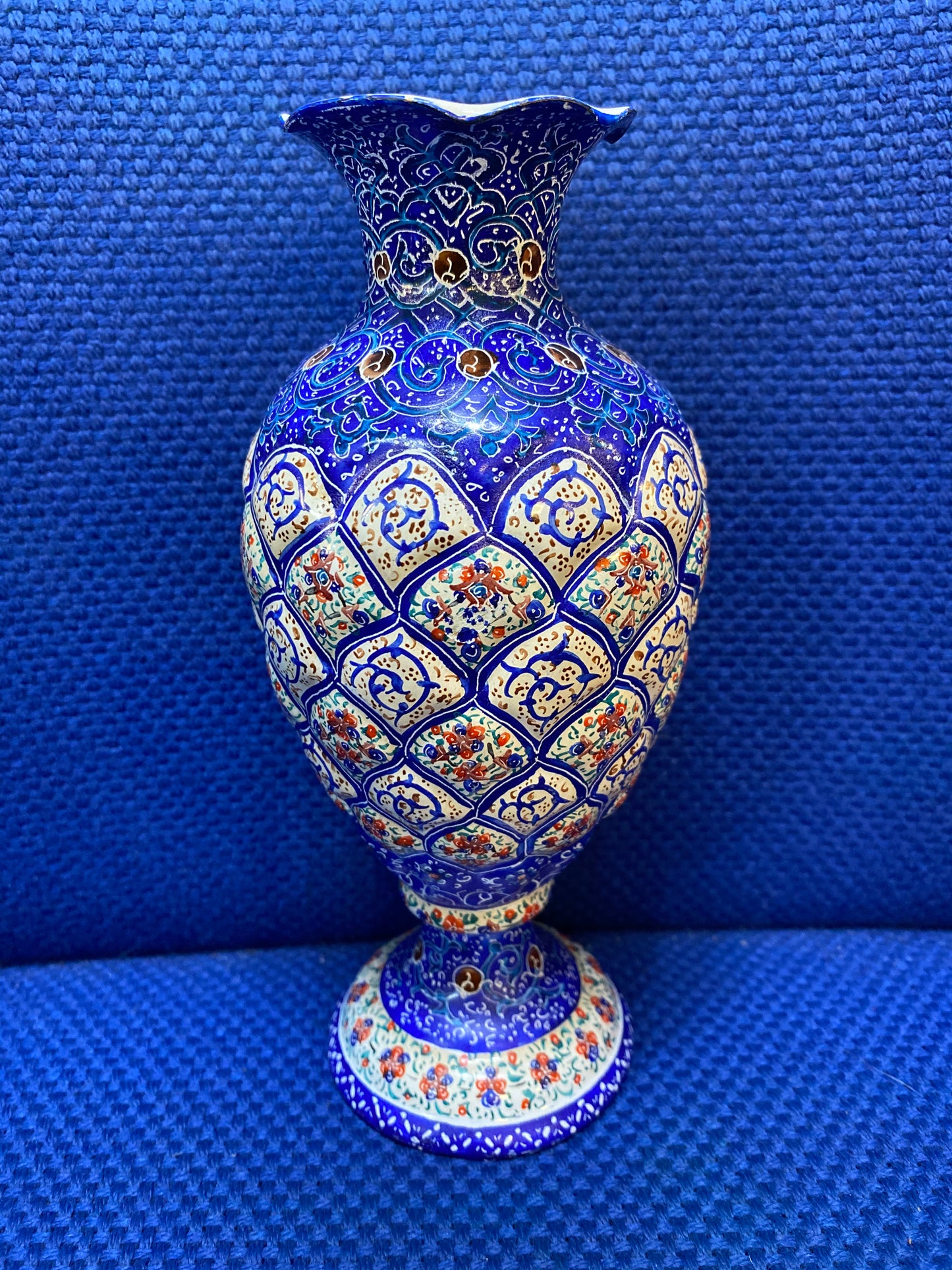 Hand Painted Enamel on Copper Mina kari Vases