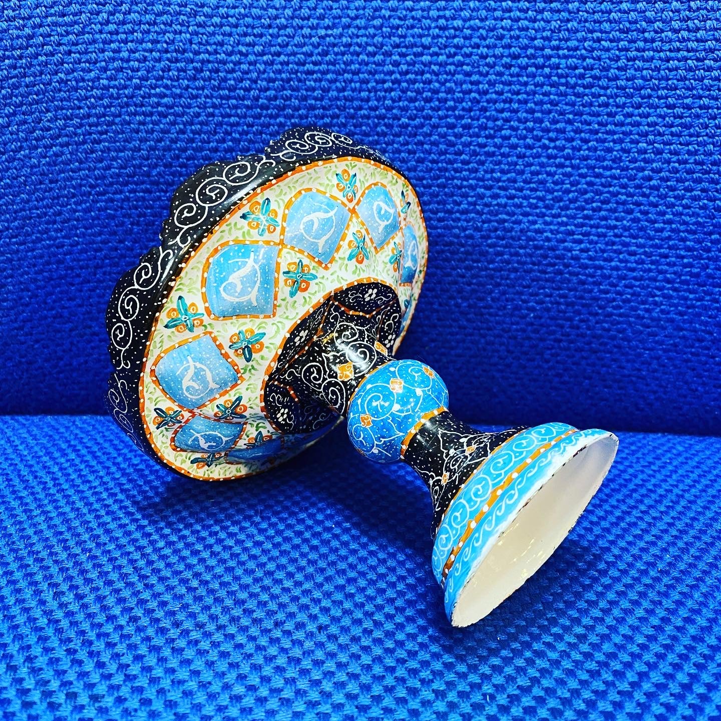 Hand Painted Enamel On Copper Mina Kari Bowl