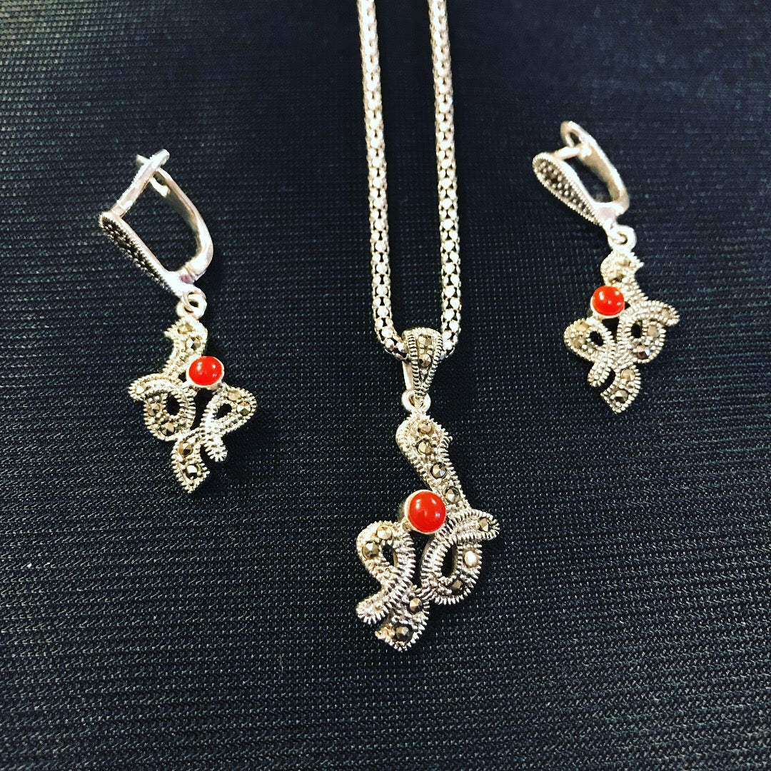925 Sterling Silver Brown Agate sets