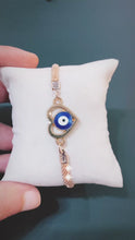 Load and play video in Gallery viewer, Rose Gold Evil Eye Bracelet
