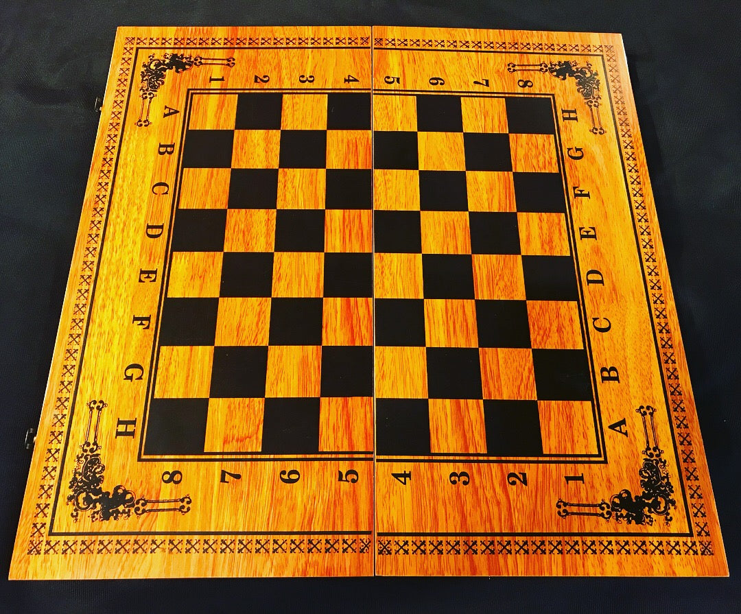 Handmade wooden backgammon,chess & checkers