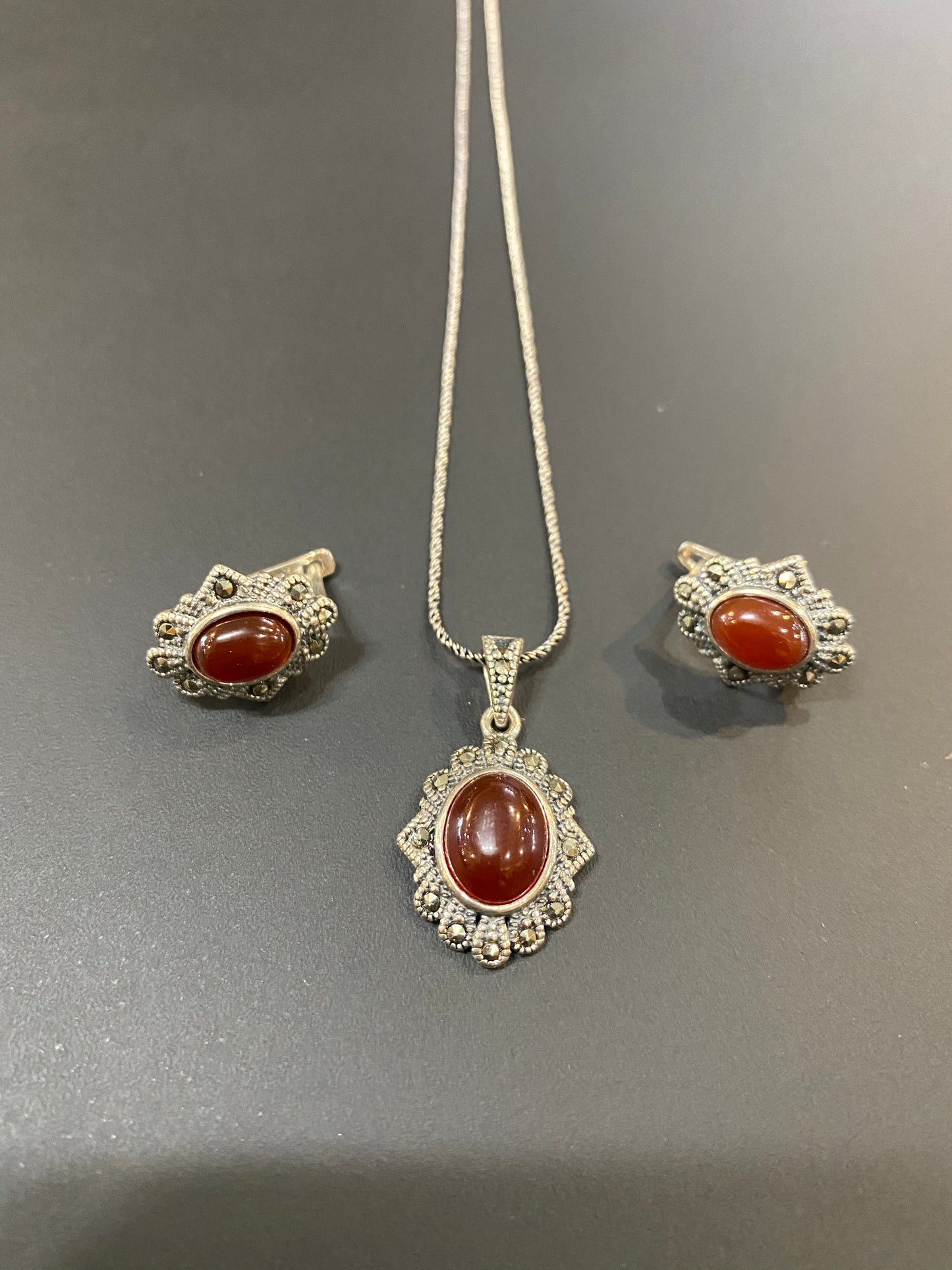 925 Sterling Silver Brown Agate sets