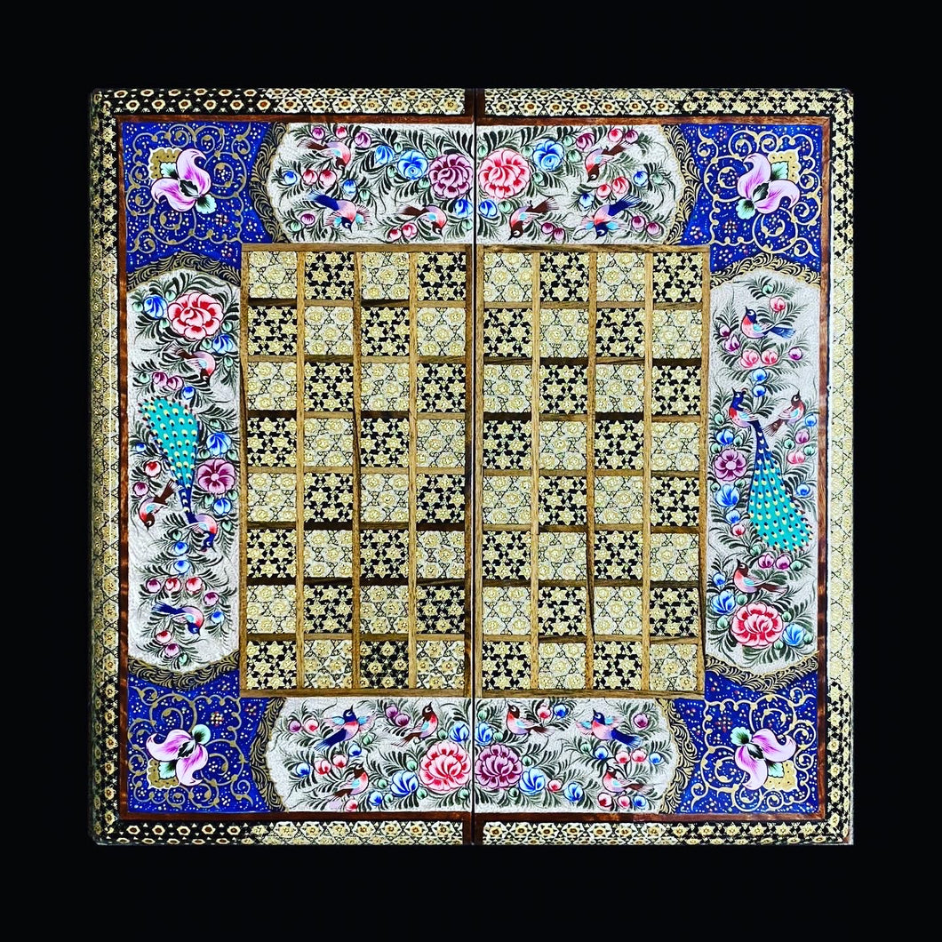 Handmade Inlaid Khatam Kari Backgammon, Chess & Checkers Board