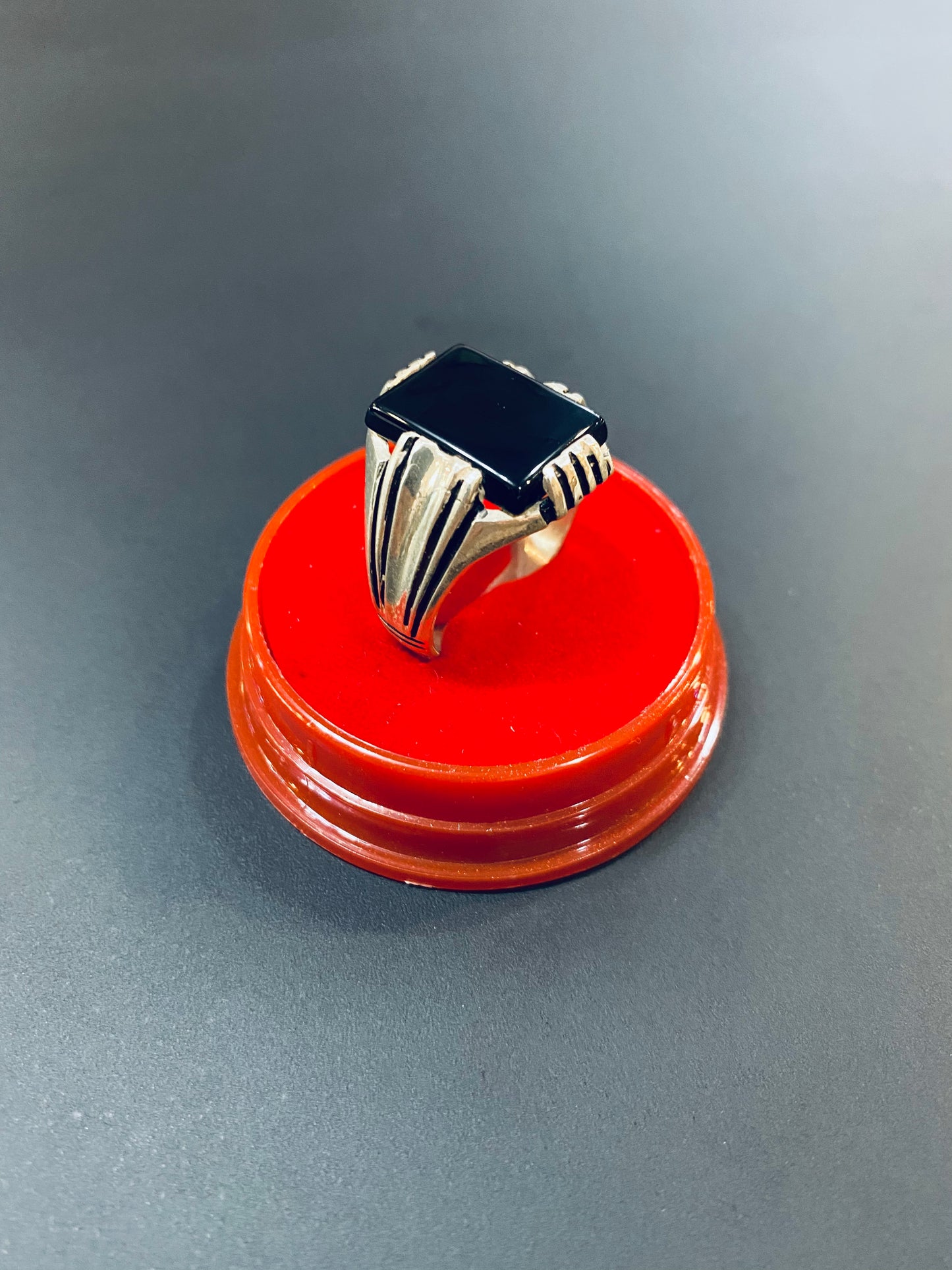 925 Sterling Silver Black Agate Rings