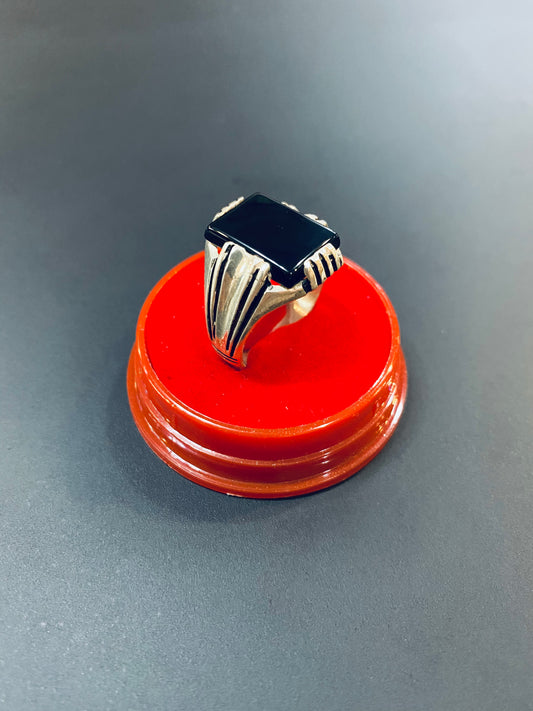 925 Sterling Silver Black Agate Rings