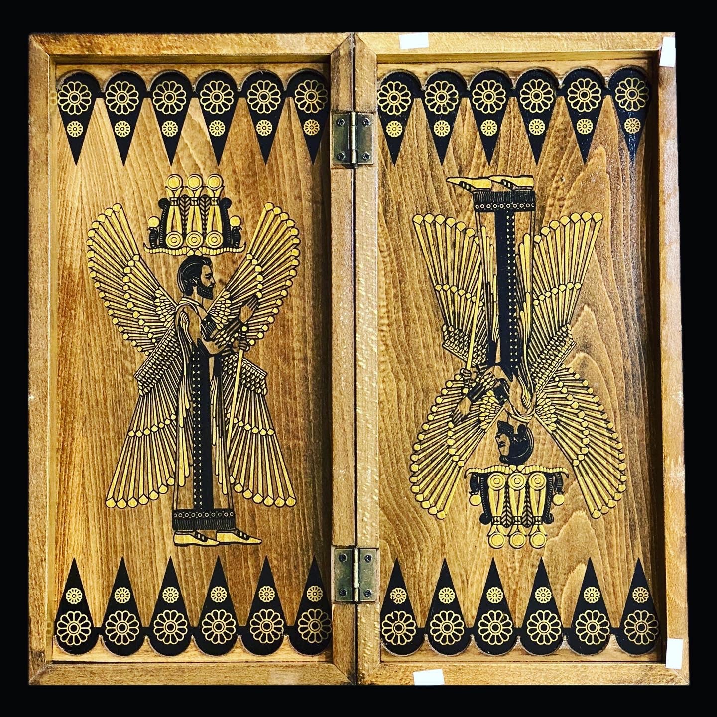 Handmade wooden backgammon,chess & checkers