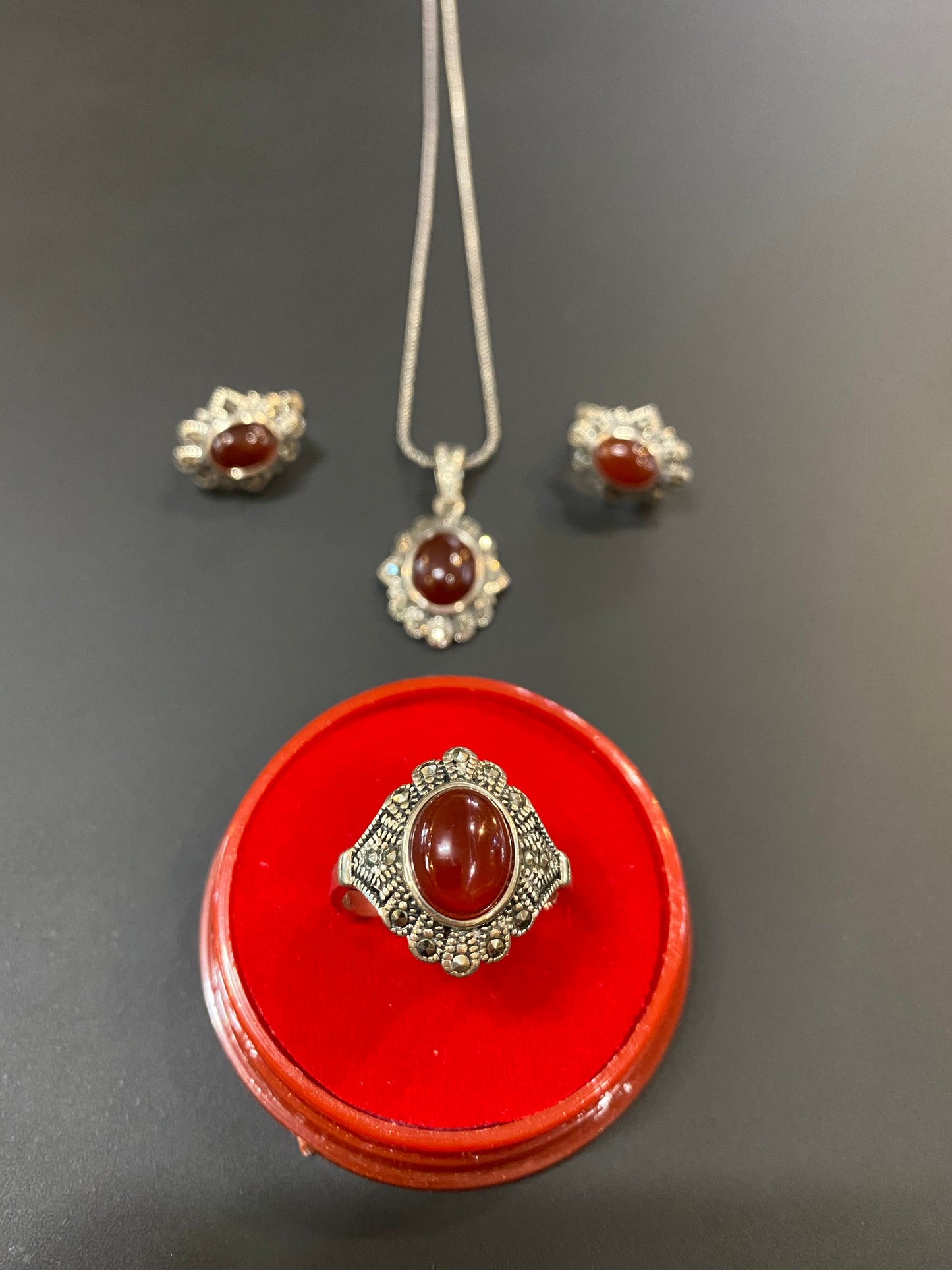 925 Sterling Silver Brown Agate sets