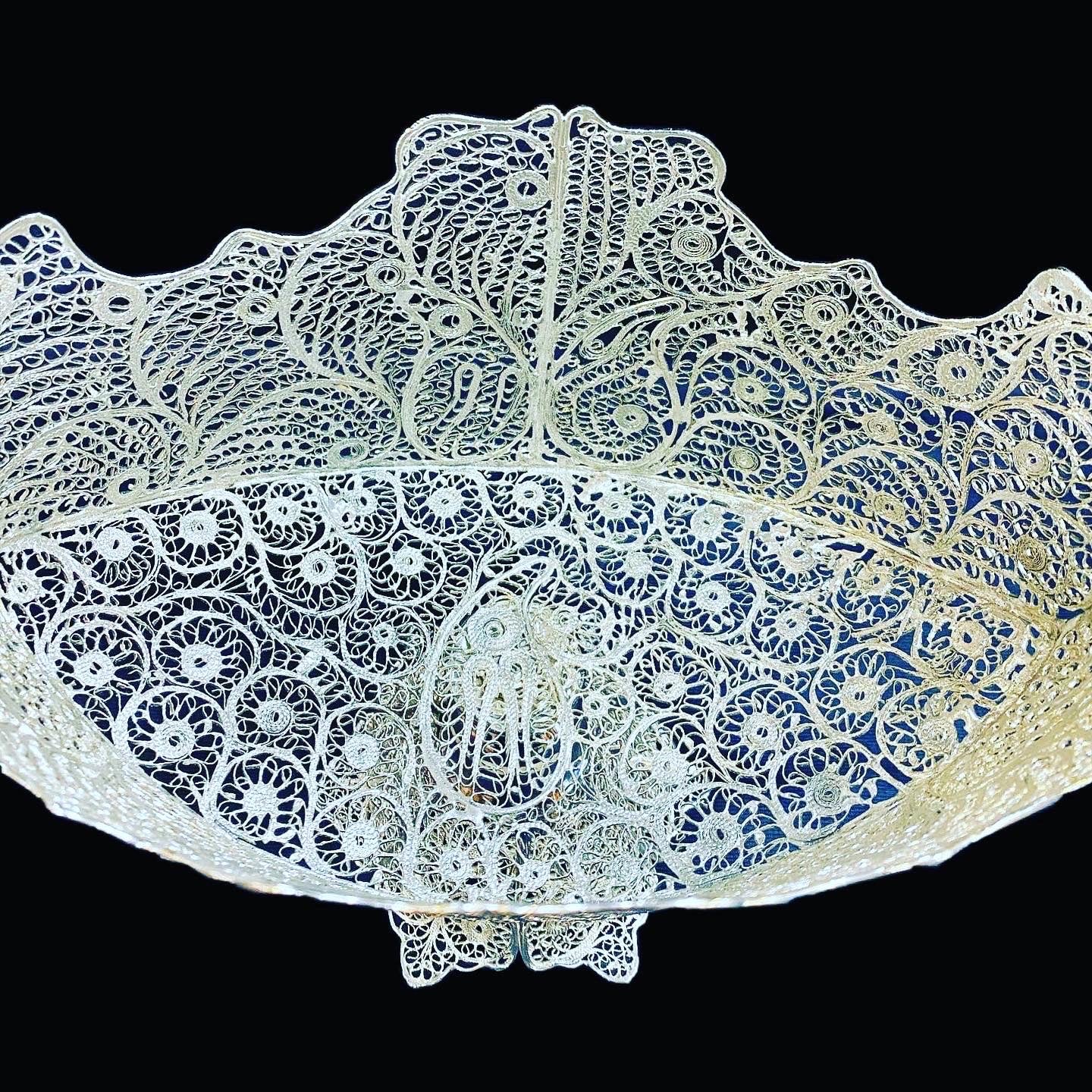 Handmade filigree pedestal dishes