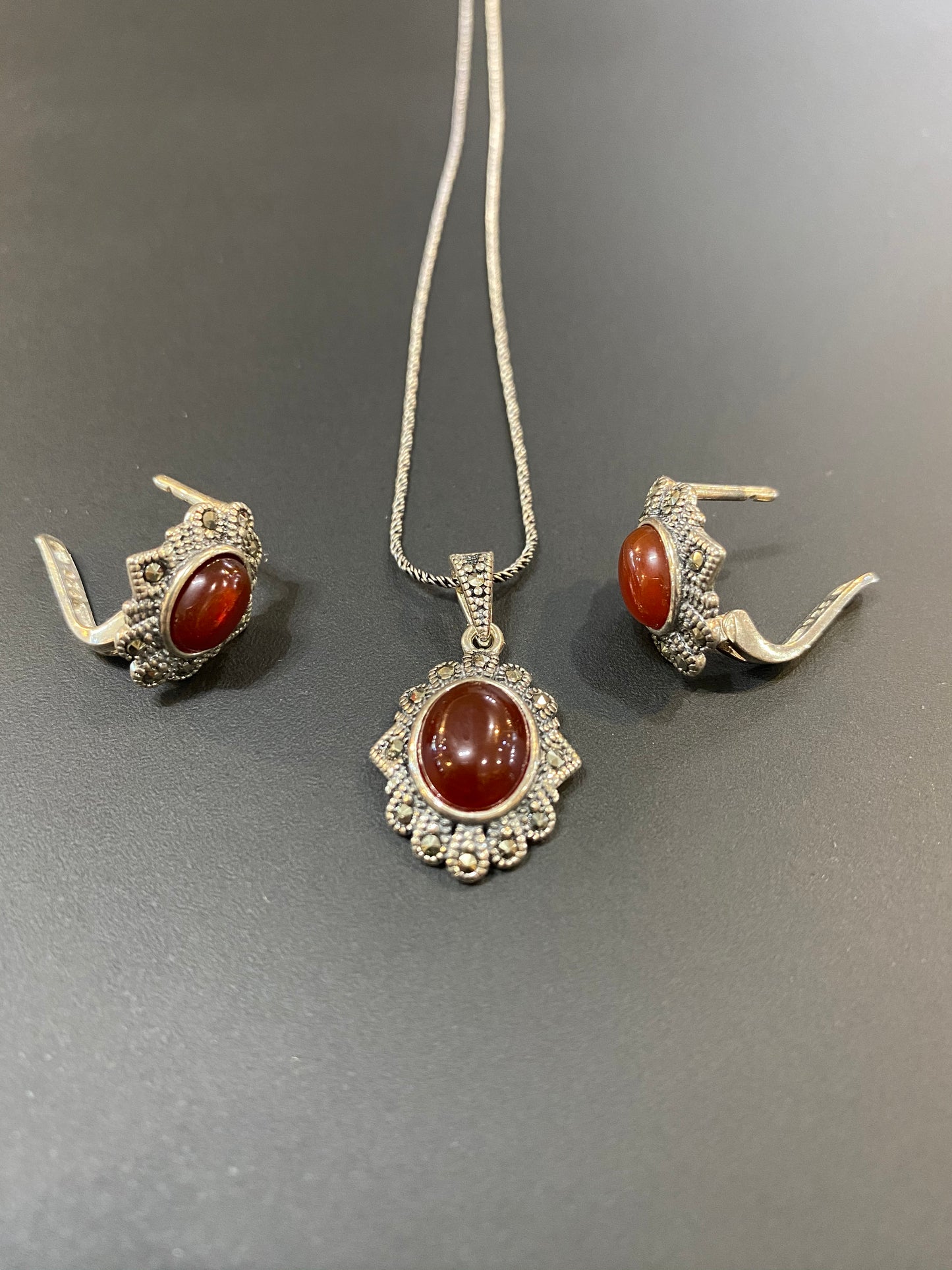 925 Sterling Silver Brown Agate sets