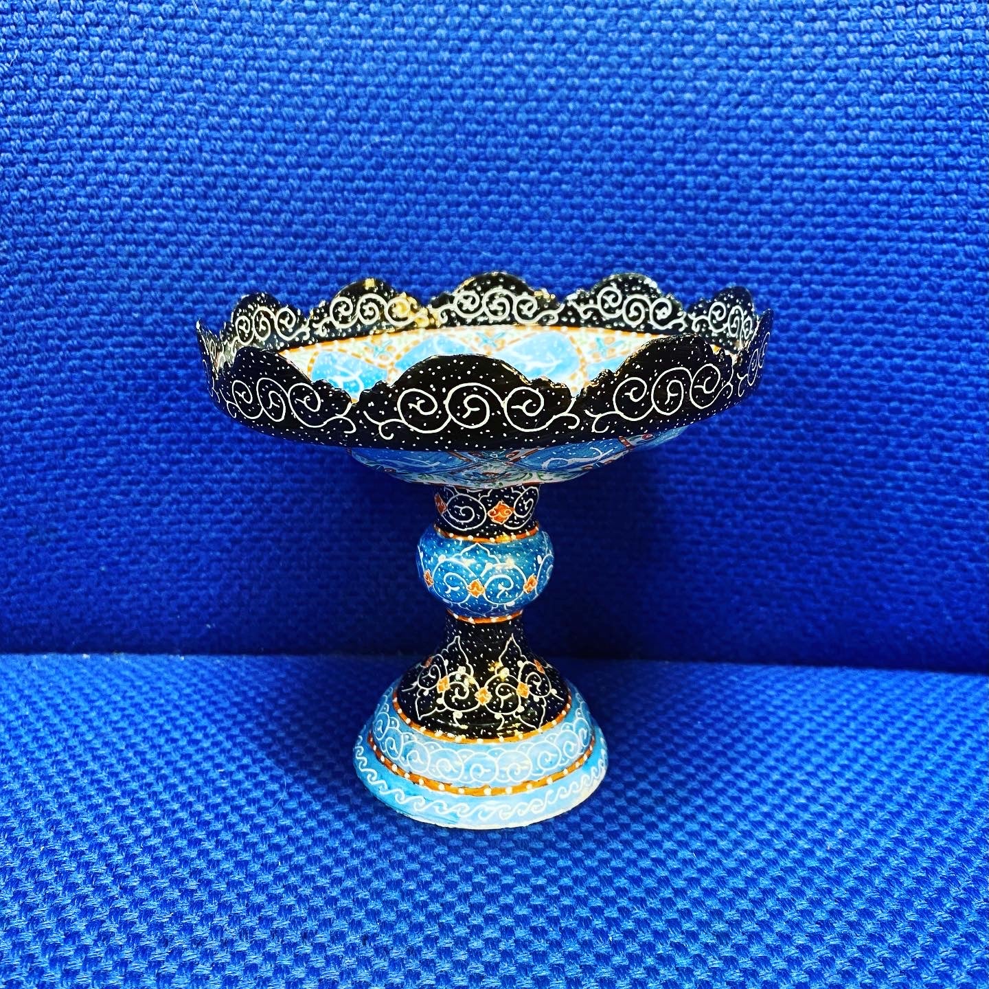 Hand Painted Enamel On Copper Mina Kari Bowl