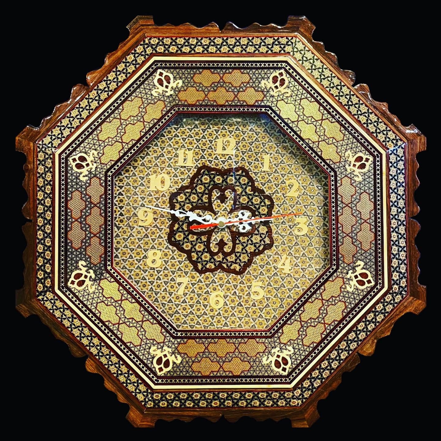 Handmade Inlaid & Enamel Khatam Kari and Mina Kari Clocks Wall Hanging Wall Art