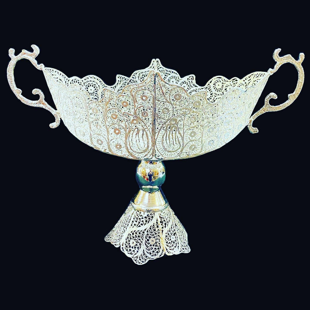 Handmade filigree pedestal dishes