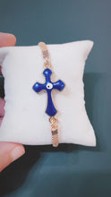 Load and play video in Gallery viewer, Rose Gold Evil Eye Bracelet
