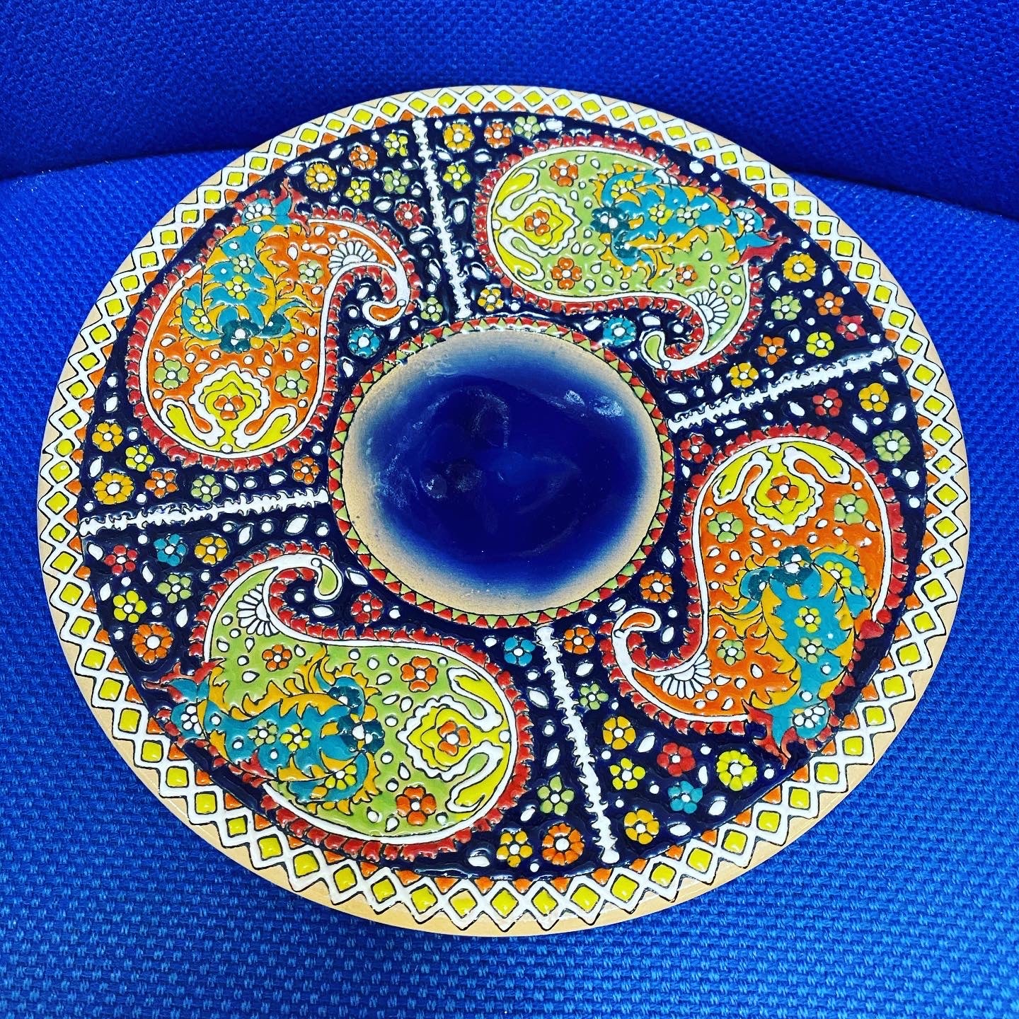 Hand painted Enamel On Clay Mina Kari Dishes